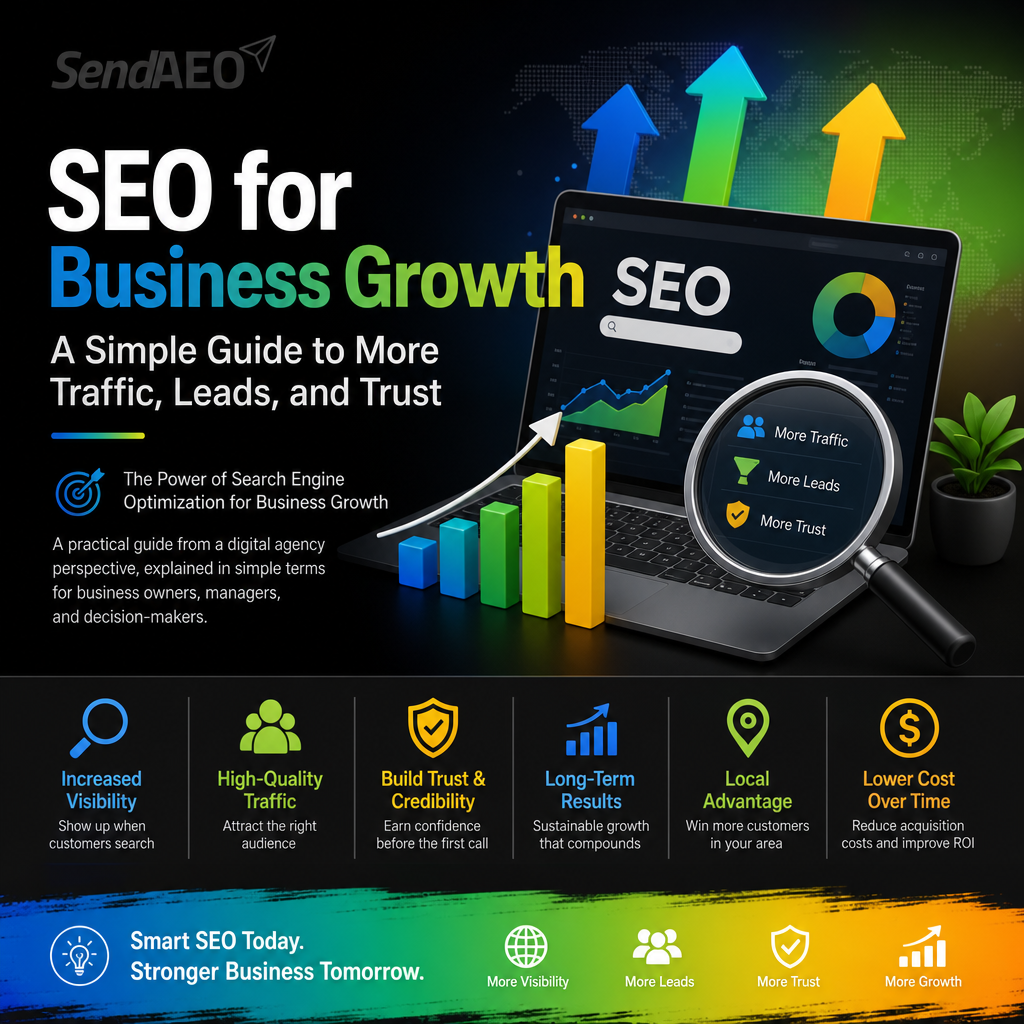 SEO for Business Growth A Simple Guide to More Traffic Leads and Trust